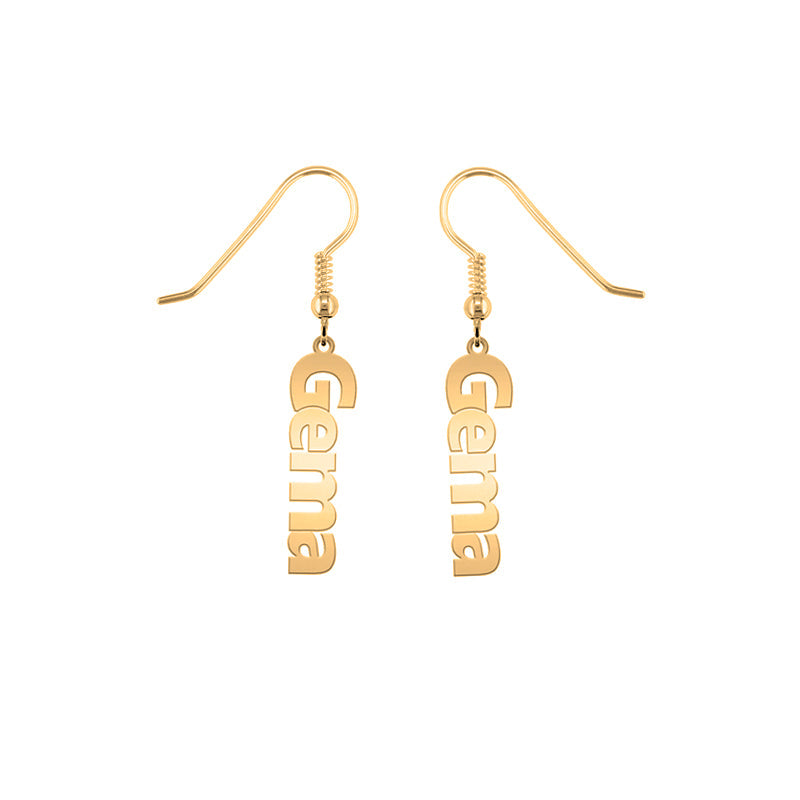 Boucles d'oreilles prénom vertical personnalisable, argent et plaqué