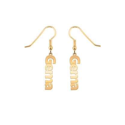 Boucles d'oreilles prénom vertical personnalisable, argent et plaqué