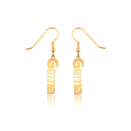 Boucles d'oreilles prénom vertical personnalisable, argent et plaqué