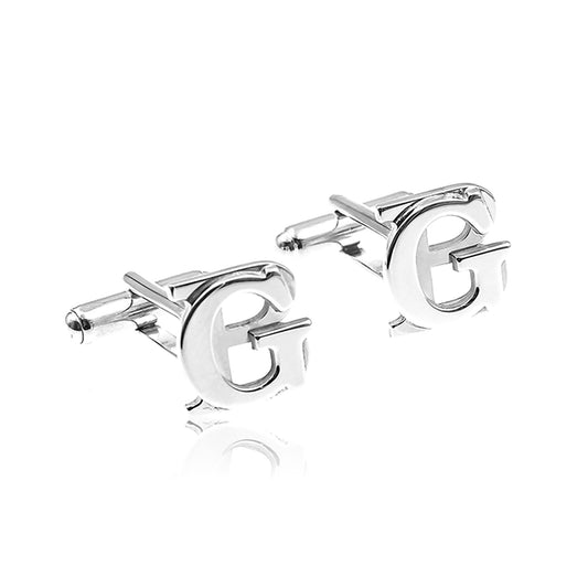 Boutons de Manchette Argent Personnalisés Initiales Superposées
