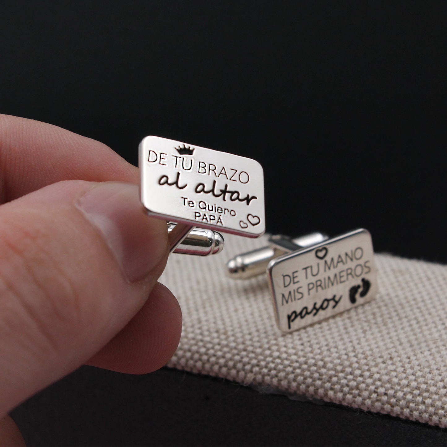 Boutons de Manchette en Argent 925 avec Gravure Personnalisée