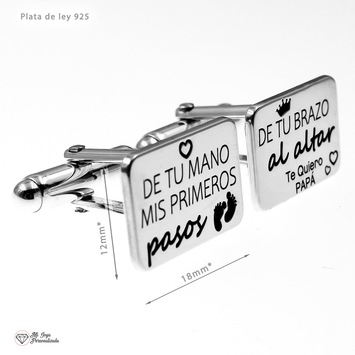 Boutons de Manchette en Argent 925 avec Gravure Personnalisée