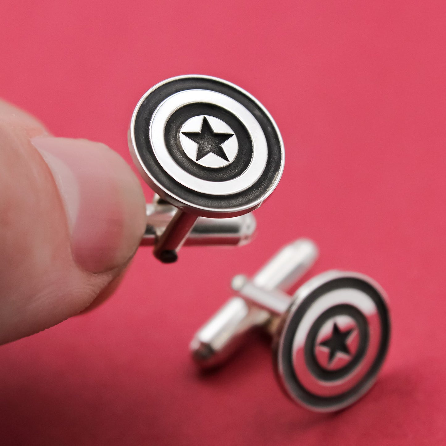 Boutons de manchette en argent 925 – Bouclier Captain America