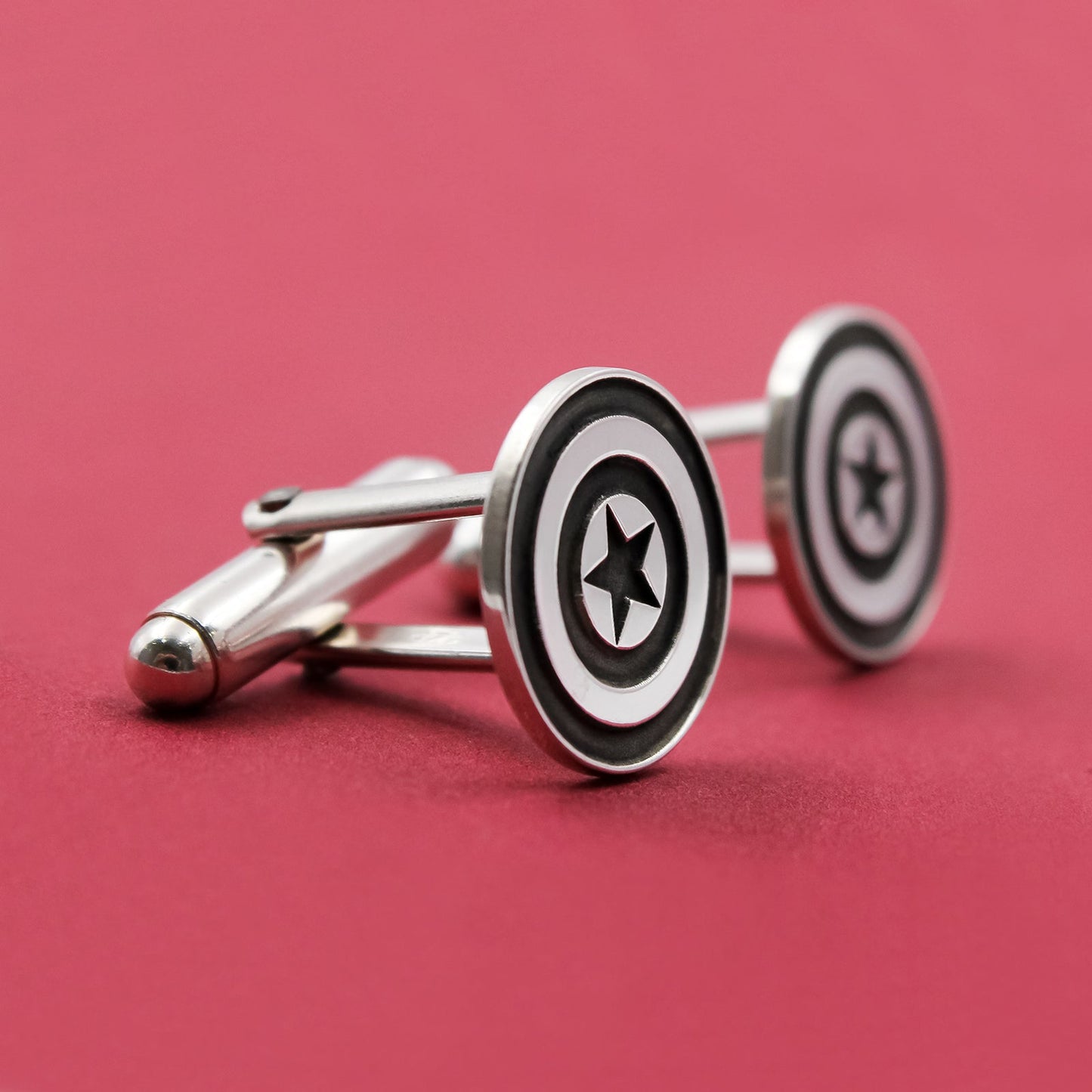 Boutons de manchette en argent 925 – Bouclier Captain America