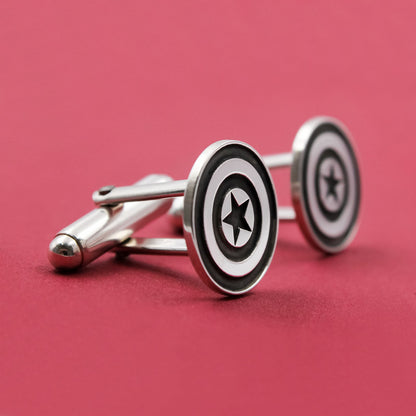 Boutons de manchette en argent 925 – Bouclier Captain America