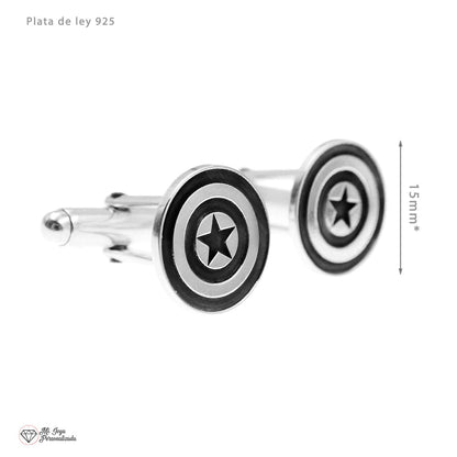 Boutons de manchette en argent 925 – Bouclier Captain America