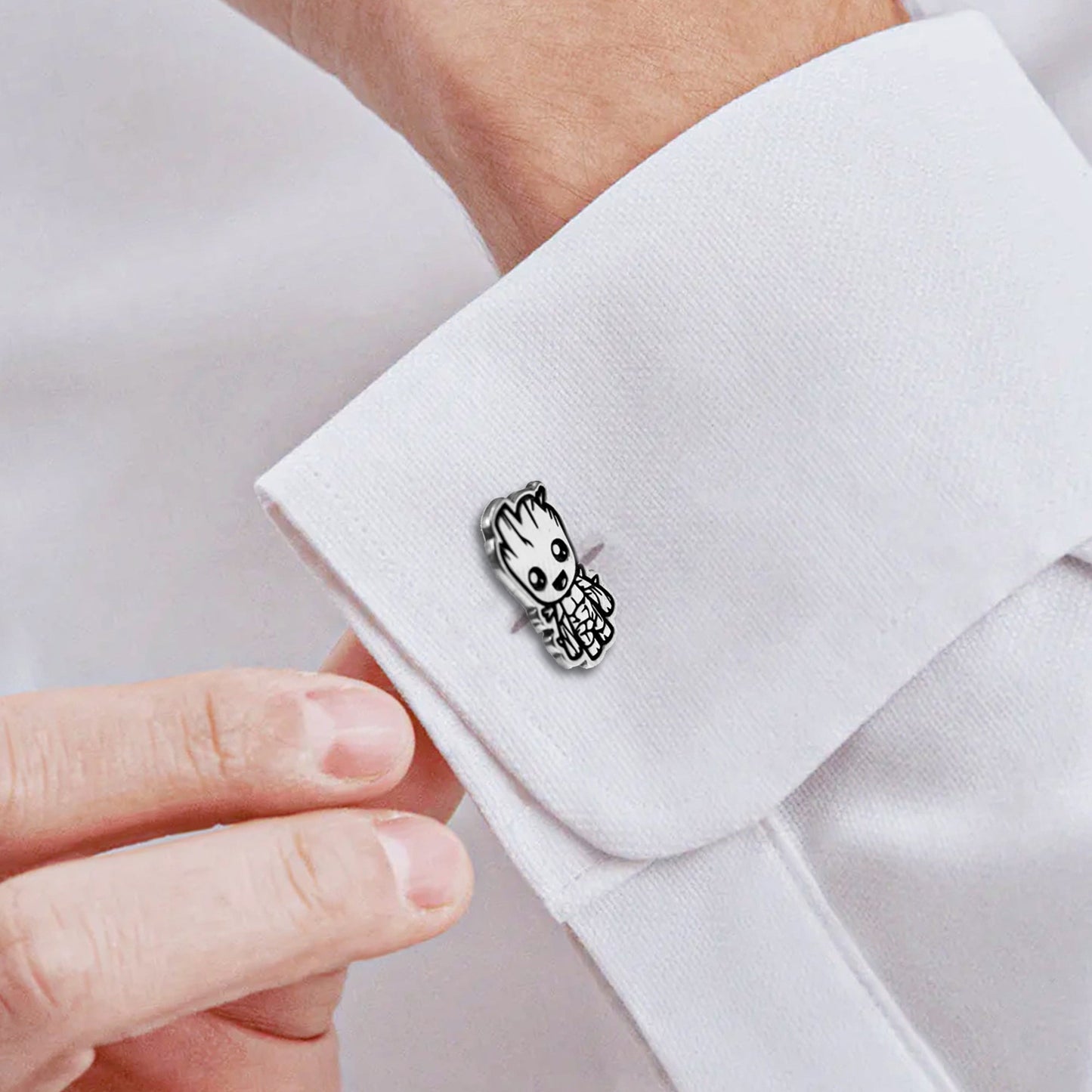 Boutons de manchette en argent 925, motif Groot