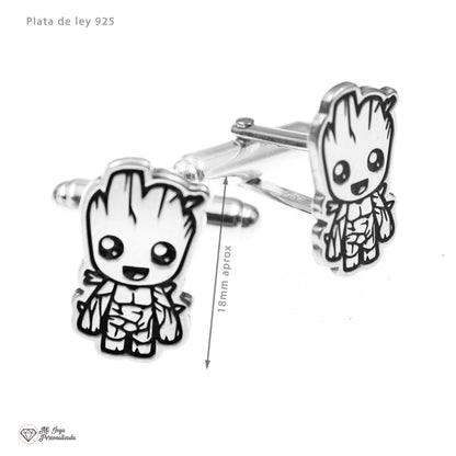 Boutons de manchette en argent 925, motif Groot