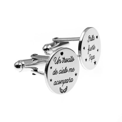 Boutons de manchette en argent personnalisables pour papa