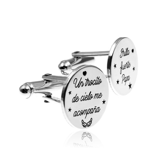 Boutons de manchette en argent personnalisables pour papa