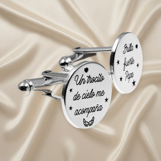 Boutons de manchette en argent personnalisables pour papa