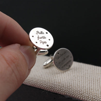 Boutons de manchette en argent personnalisables pour papa