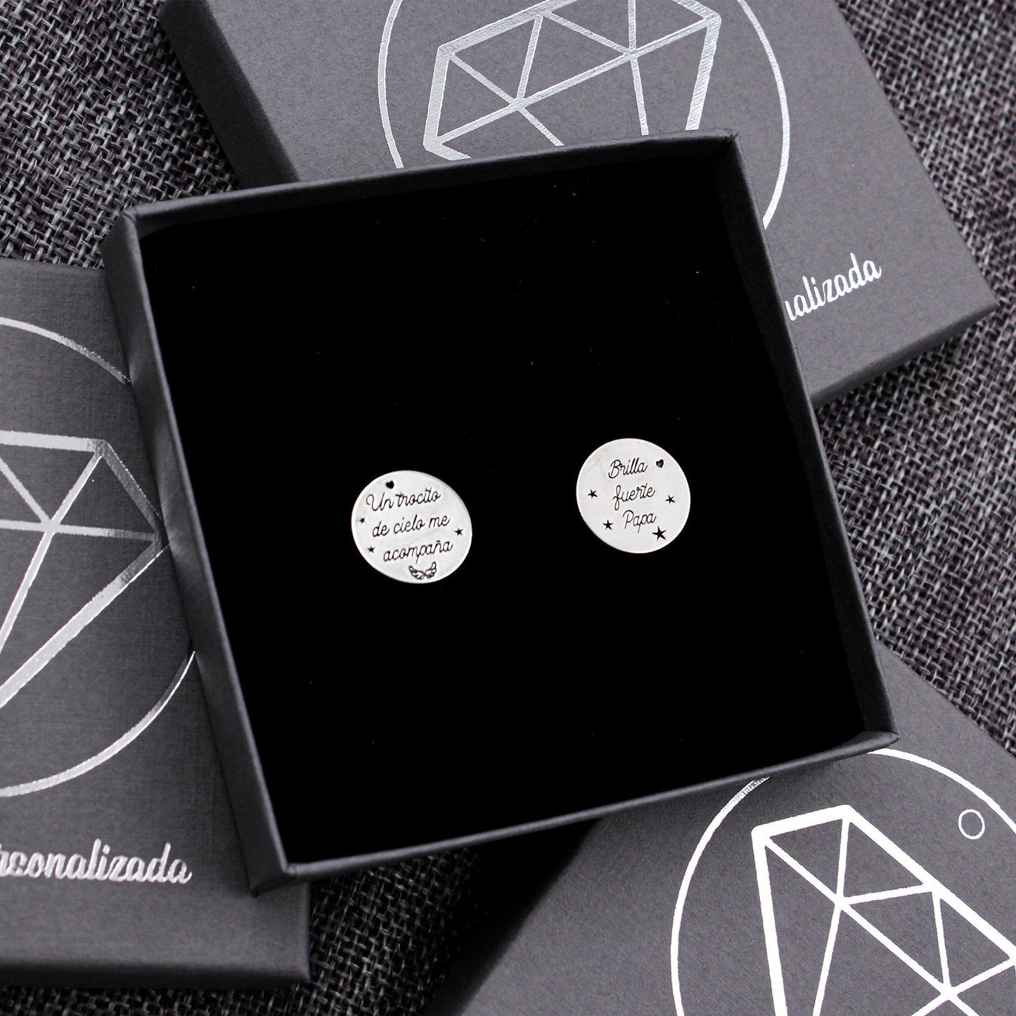Boutons de manchette en argent personnalisables pour papa