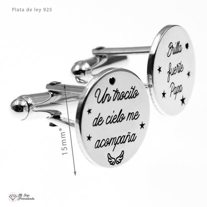 Boutons de manchette en argent personnalisables pour papa