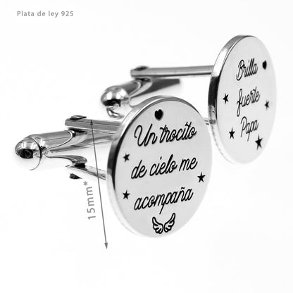 Boutons de Manchette Papa, gravure personnalisée, argent 925