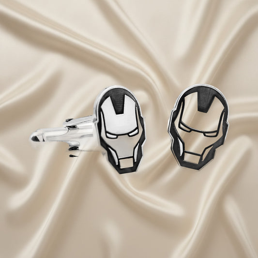 Boutons de manchette Iron Man personnalisables en argent 925