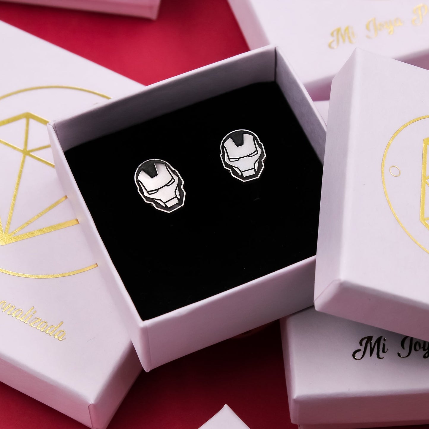 Boutons de manchette Iron Man personnalisables en argent 925
