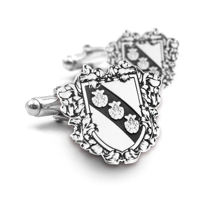 Boutons de Manchette Personnalisés Blason Héraldique en Argent