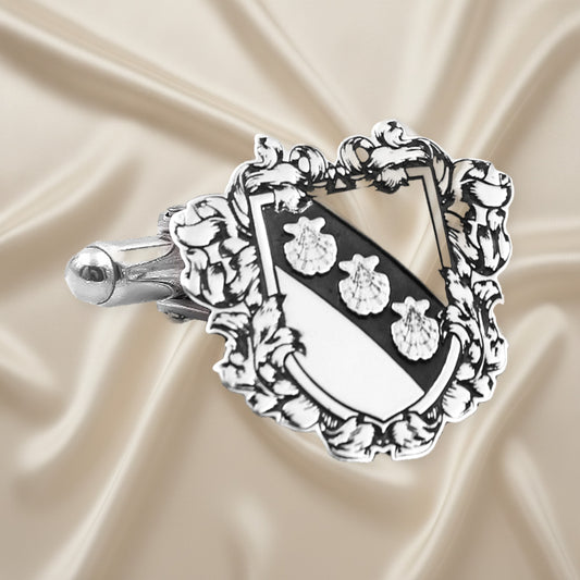Boutons de Manchette Personnalisés Blason Héraldique en Argent