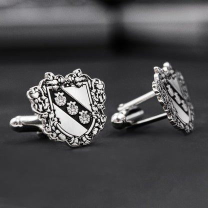Boutons de Manchette Personnalisés Blason Héraldique en Argent