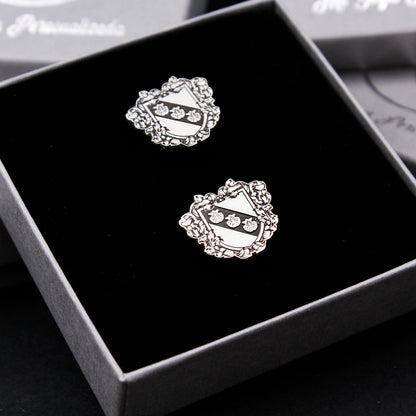 Boutons de Manchette Personnalisés Blason Héraldique en Argent