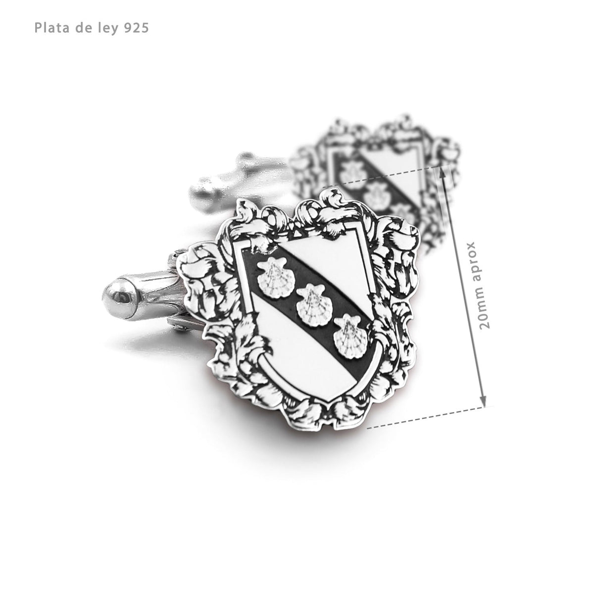 Boutons de Manchette Blason Héraldique, gravure personnalisée, argent 925