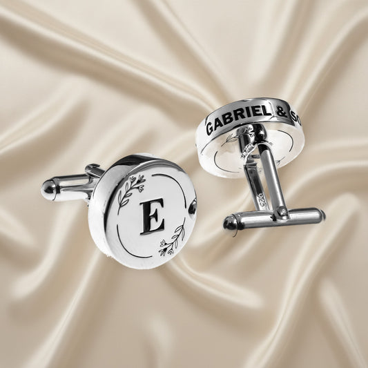 Boutons de manchette personnalisés en argent, message secret