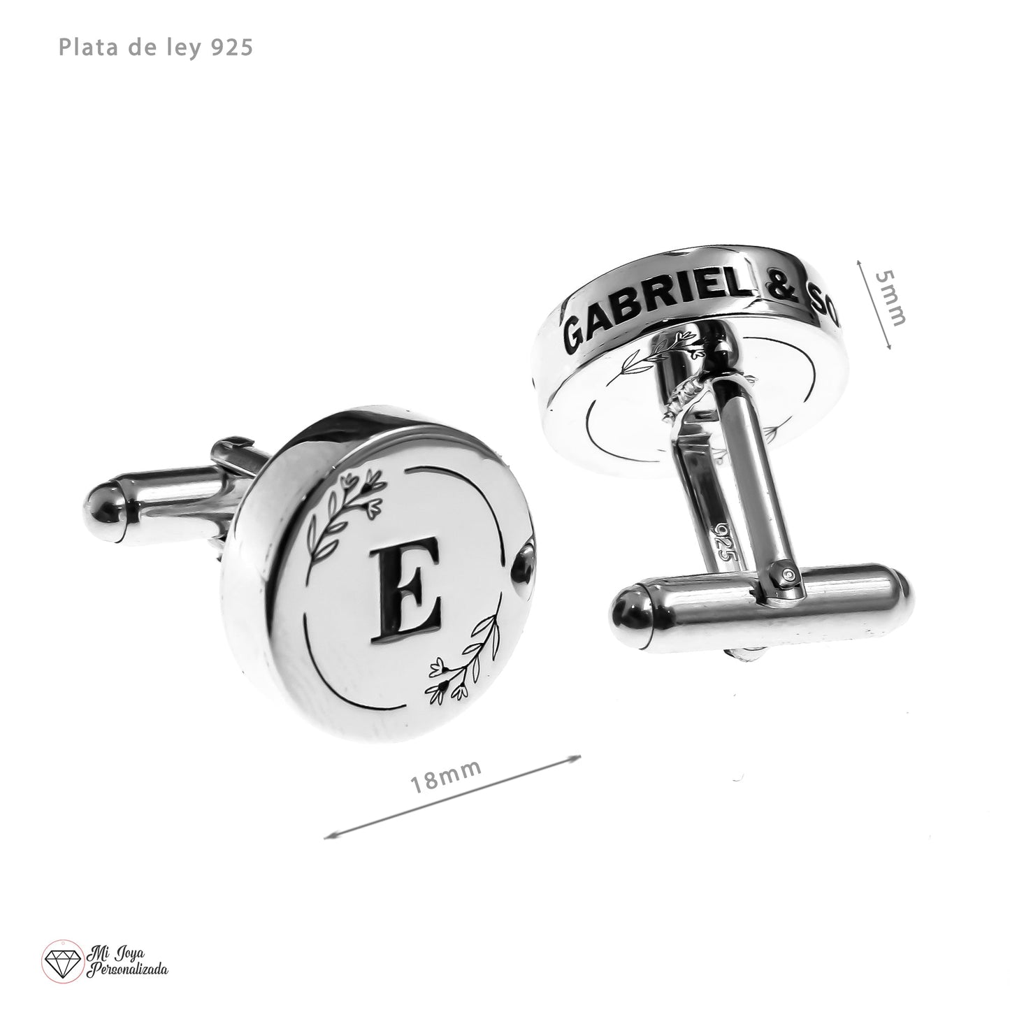 Boutons de manchette personnalisés en argent, message secret