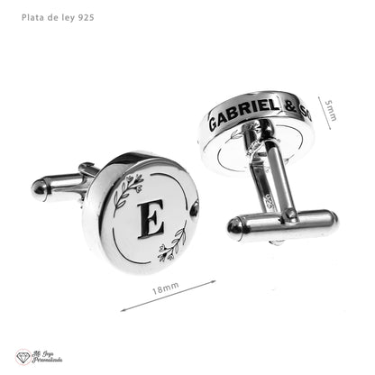 Boutons de manchette personnalisés en argent, message secret