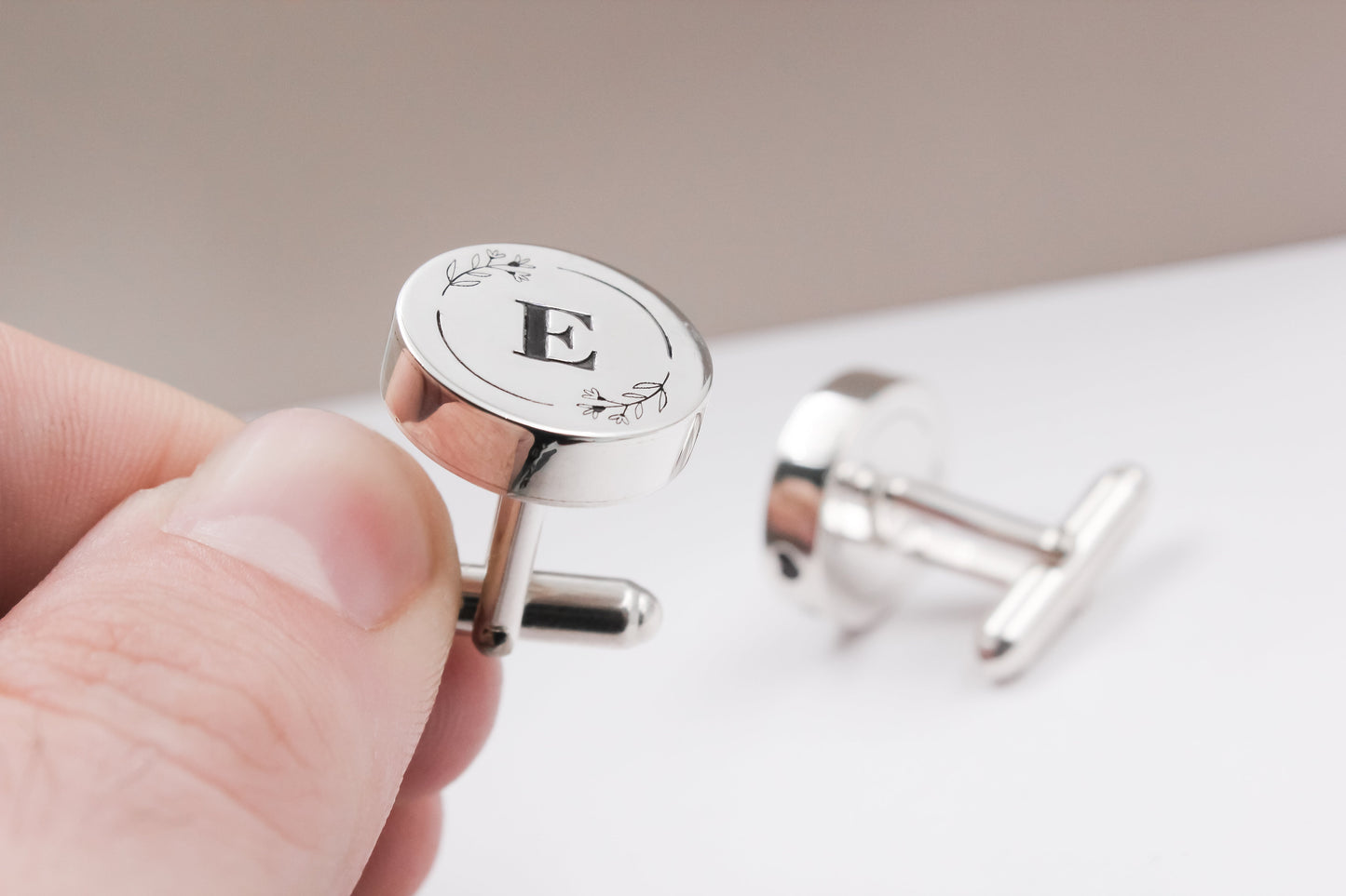 Boutons de manchette personnalisés en argent, message secret