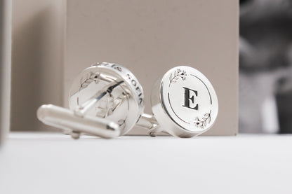 Boutons de manchette personnalisés en argent, message secret
