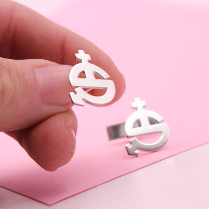 Boutons de manchette personnalisés en argent - Symboles Homme Femme