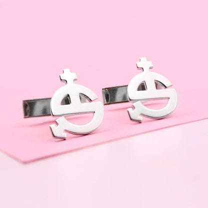 Boutons de manchette personnalisés en argent - Symboles Homme Femme
