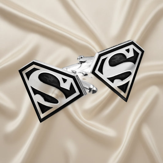 Boutons de manchette Superman en argent 925 pour homme