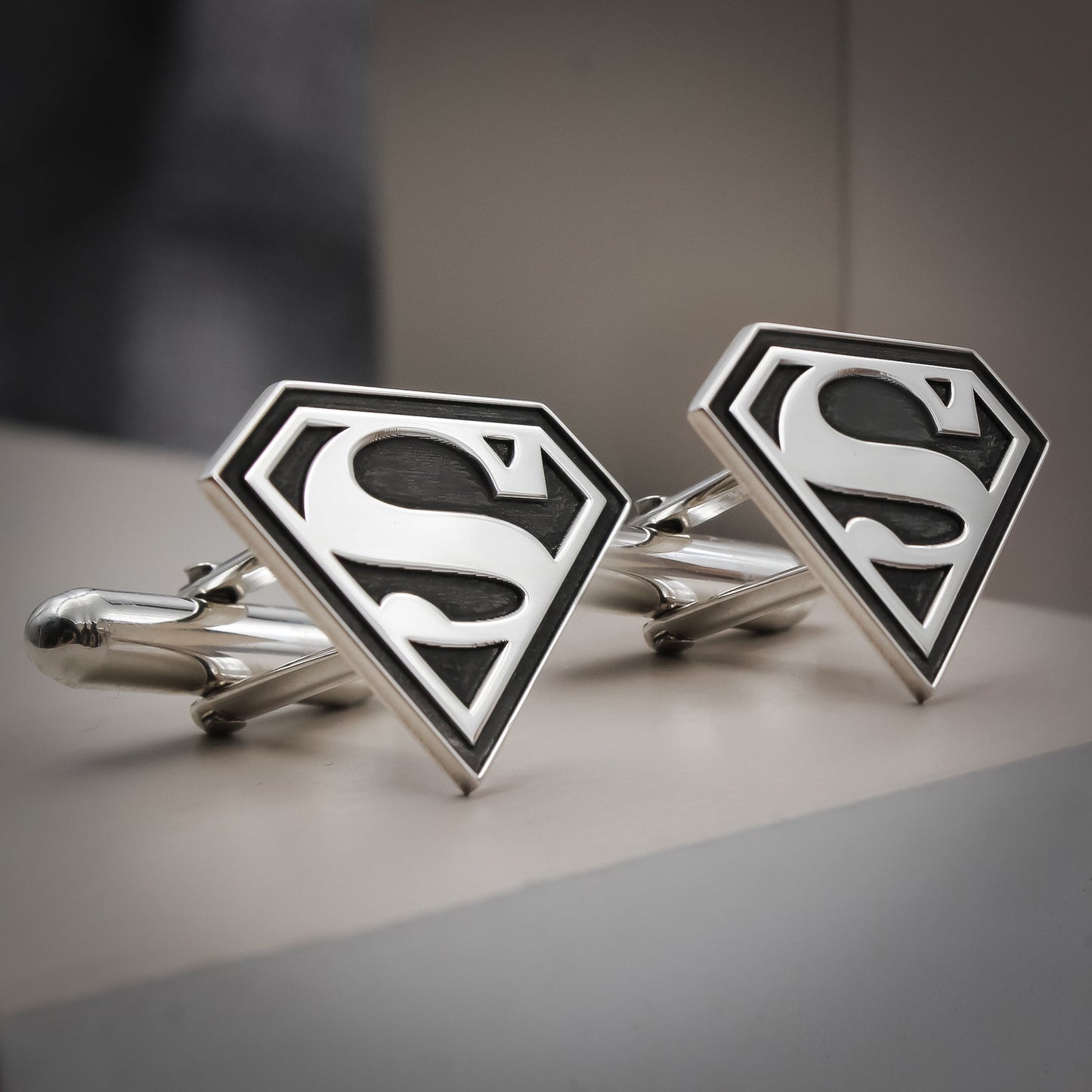 Boutons de manchette Superman en argent 925 pour homme
