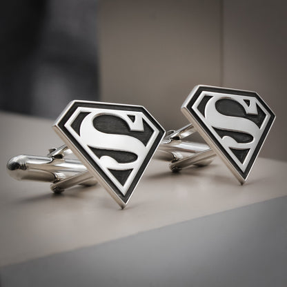 Boutons de manchette Superman en argent 925 pour homme
