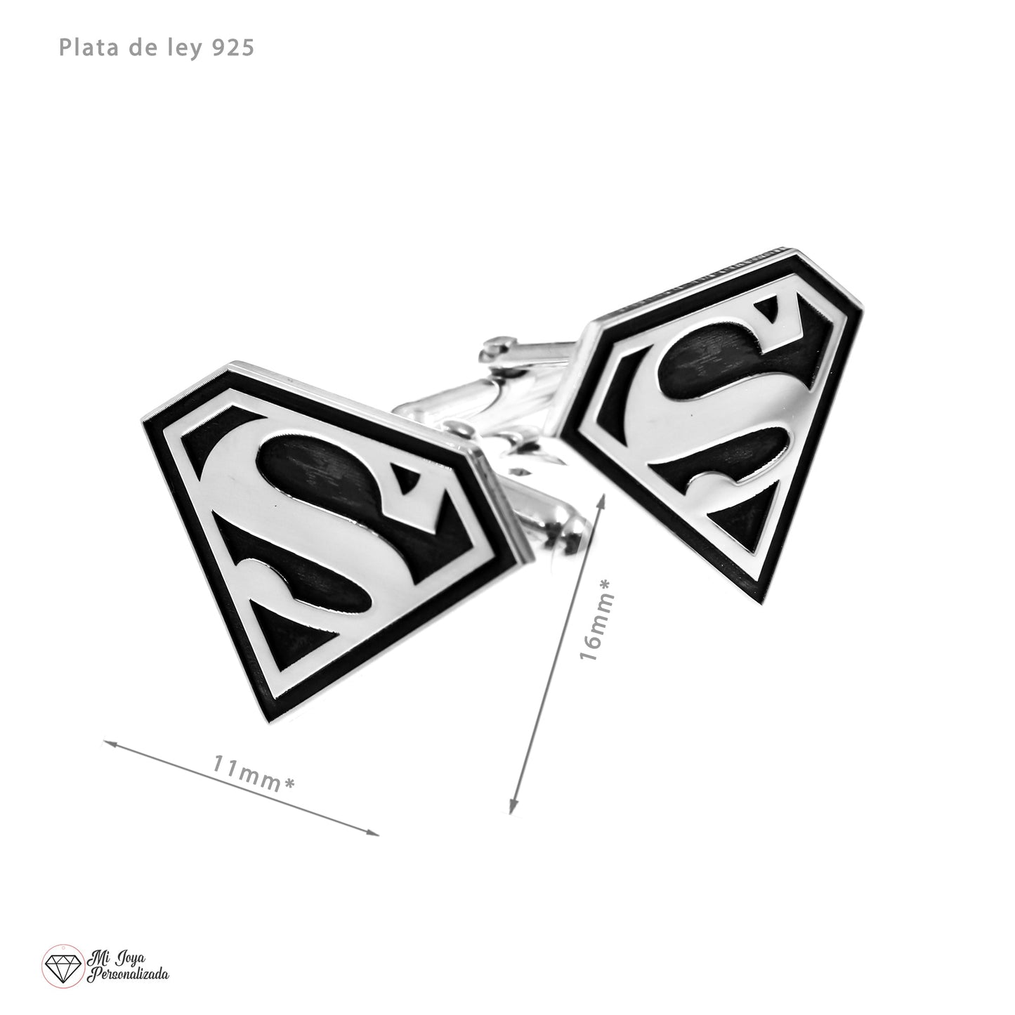 Boutons de manchette Superman en argent 925 pour homme