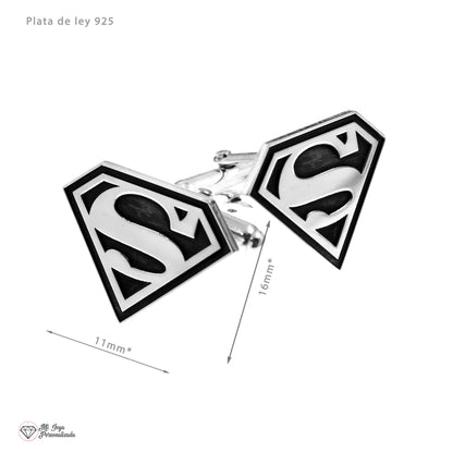 Boutons de manchette Superman en argent 925 pour homme