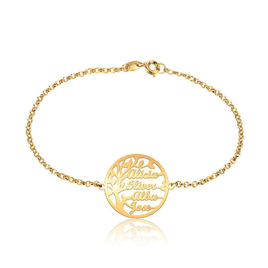 Bracelet Arbre de Vie en argent plaqué or