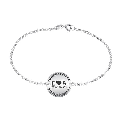 Bracelet Argent 925 Personnalisable - Date et Initiale