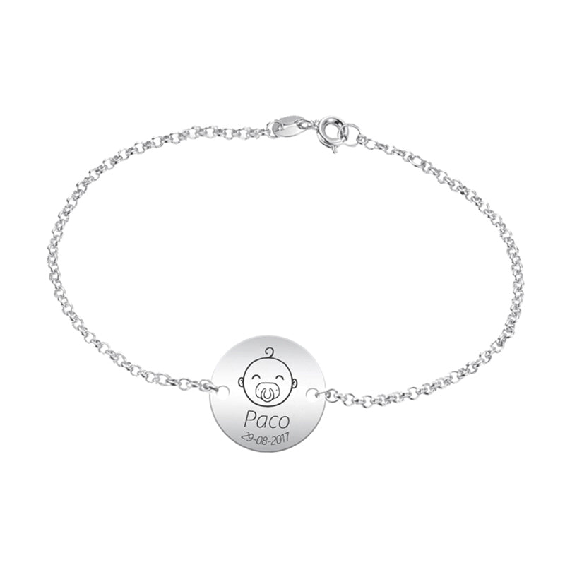 Bracelet Argent 925 Personnalisable - Prénom et Date Bébé