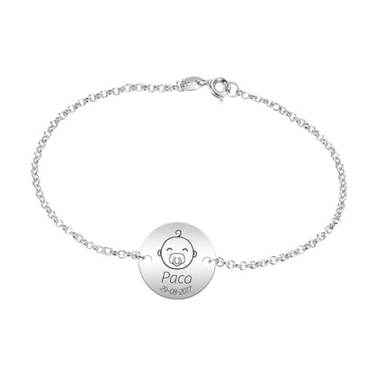 Bracelet Argent 925 Personnalisable - Prénom et Date Bébé