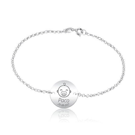 Bracelet Argent 925 Personnalisable - Prénom et Date Bébé