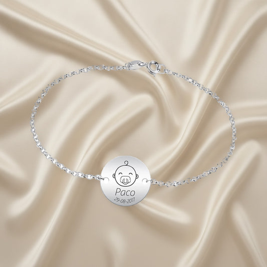 Bracelet Argent 925 Personnalisable - Prénom et Date Bébé