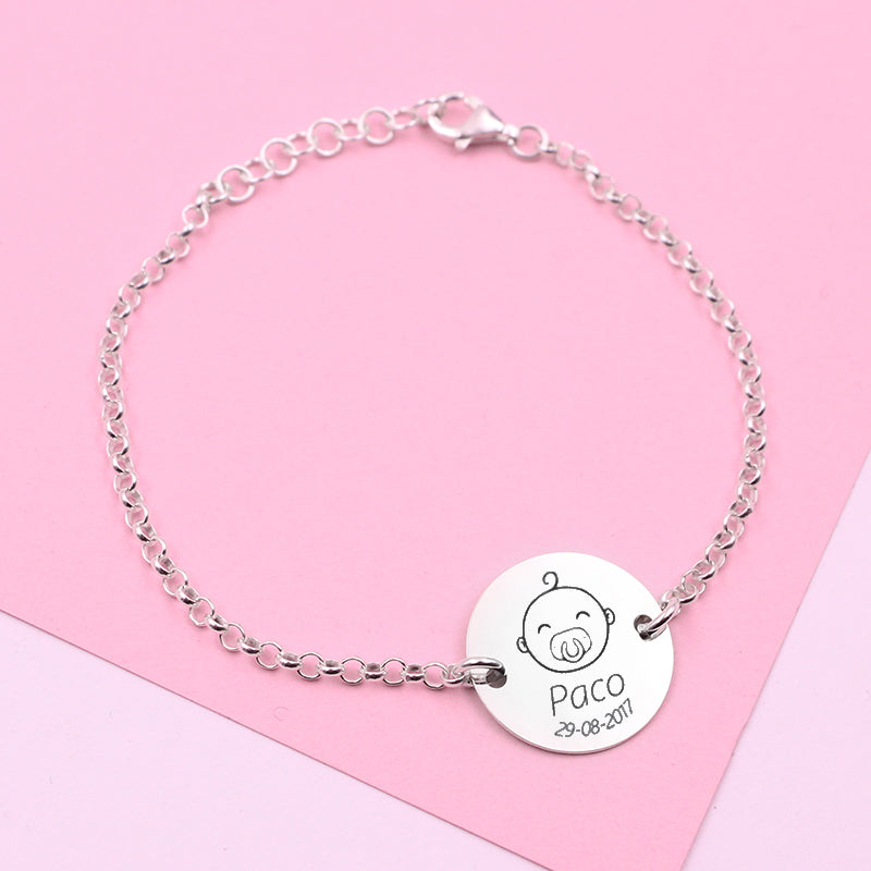 Bracelet Argent 925 Personnalisable - Prénom et Date Bébé