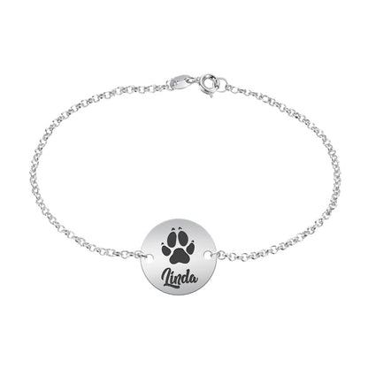 Bracelet Argent 925 Personnalisé Empreinte et Nom Animal