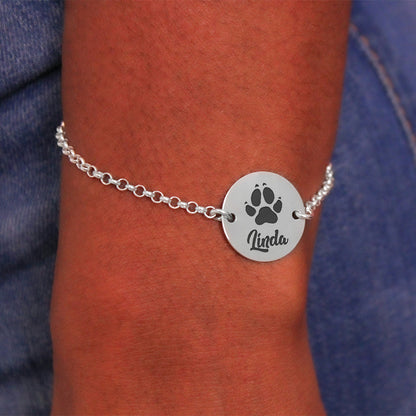 Bracelet Argent 925 Personnalisé Empreinte et Nom Animal