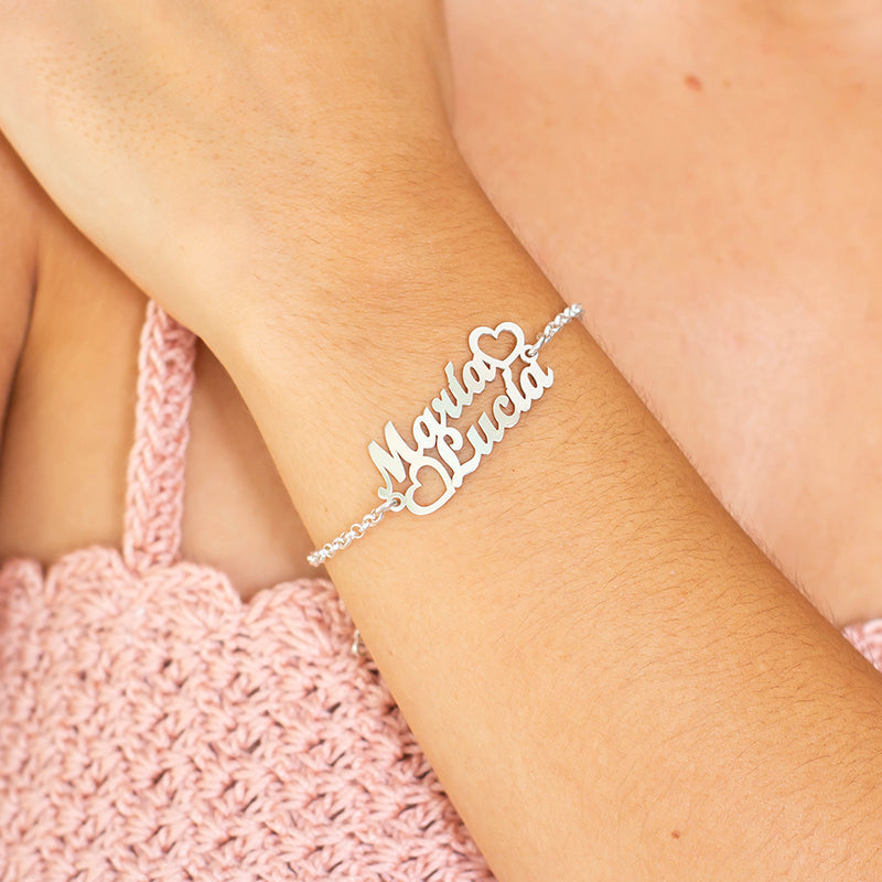Bracelet argent personnalisable 2 prénoms