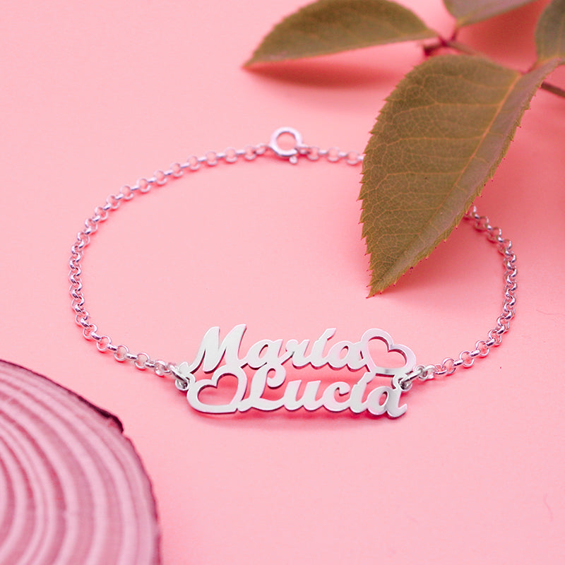 Bracelet argent personnalisable 2 prénoms