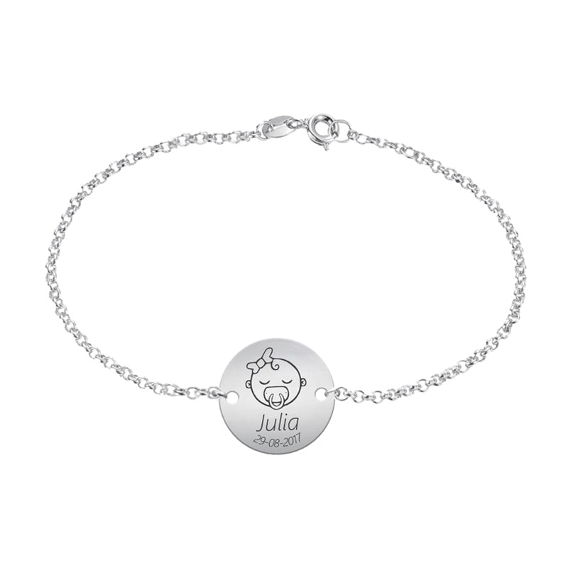 Bracelet Argent Personnalisé Naissance Fille